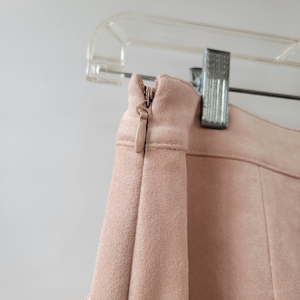 BCBGMaxAzria Beckett Bare Pink Women's Size 2 Faux Suede Mini Skirt Minimalist - Picture 13 of 16